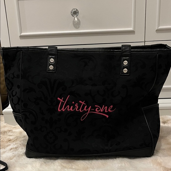 Thirty-One Black and Pink Tote Bag - Picture 1 of 1